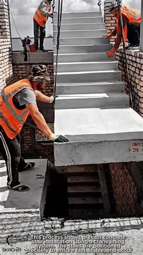 Precast Concrete Stair Installation Work Tool Using Lifting System #worktool