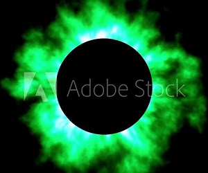 Fiery Green Eclipse With Pitch Black Round Shape Planet Loop