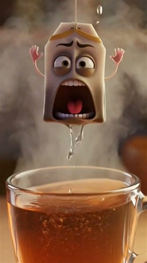 Ton sachet de thé n'est pas prêt pour l'eau bouillante... 🍵😭 Qui a déjà survécu à ça ?"#VideoViral