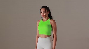 Solid Power Flex Cropped Crop Tank Top Women With Pad Gym Women's Ribbed Tank Top