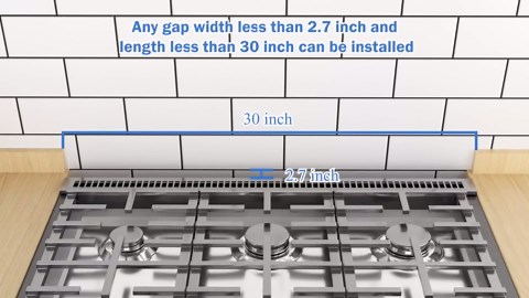 30" Slide-in Range Rear Filler Kit W10113901A, Stove Gap Universal Triangular Filler Strip, Cooktop Trim Kit Between Stove and Backsplash for Whirlpool & Most Brand, Durable Aluminum, Black