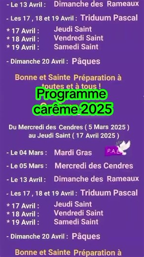 Programme complet du Carême 2025