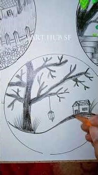 circle drawing easy pencil drawing scenery ART HUB SF #shortsviral #shorts
