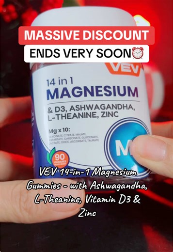 VEV 14-in-1 Magnesium Gummies - with Ashwagandha, L-Theanine, Vitamin D3 & Zinc @VEV Direct #magnesium #TikTokShopCreatorPicks #magnesiumbenefits #tiktokholidayholidayhaul #supplements Disclaimer: Final price, shipping costs, coupons, and discounts may vary and are subject to change at any time. Always check the TikTok Shop listing for the latest details. Supplement Disclaimer: Not intended to diagnose, treat, cure, or prevent any disease.
