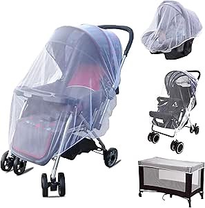 South to East Mosquito Net for Stroller, Baby Bug Netting with Storage Bag, Breathable & Portable Mosquito Nets for Strollers, Car Seat, Bassinet, Cradle, Playard, Travel Mini Crib (White)
