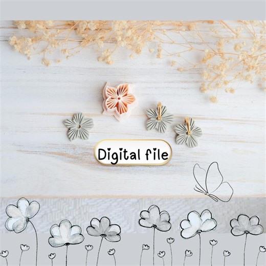 Spring Flower With Lines Clay Cutter Digital File – STL for Polymer Clay Jewelry & Earrings – 2.5cm, 3cm, 3.5cm – Floral Embossed Design - Etsy