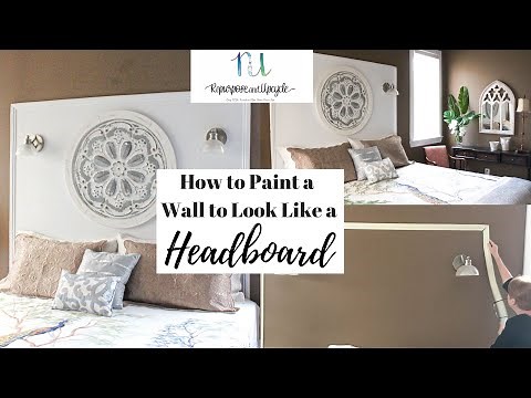 Using paint and moulding for a DIY faux headboard. You will love this painted headboard!