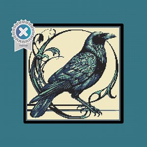 Art Nouveau Crow Cross Stitch Pattern. Downloadable Digital PDF Design. - Etsy UK