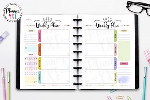 Weekly Planner 2 Page Spread Printable, INSTANT DOWNLOAD, Monday Start, CUTLINES, Half Page, 8.5x11, Classic Happy Planner, A4, A5 - Etsy