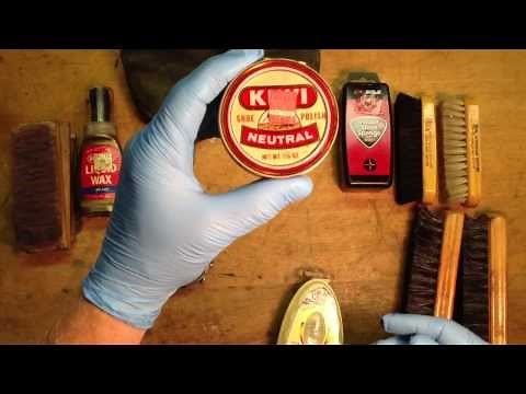 High gloss shining or polishing of leather shoes.