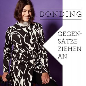 Der Modetrend "Bonding" verbindet zwei unterschiedliche Materialien fest miteinander zu einem Stoff. So entsteht ein nachhaltiges Material, dass Gegensätze vereint und eine Einheit zwischen Kontrasten schafft: Schwarz trifft auf Weiß, flauschig kreuzt sich mit griffig und elastisch mit fest. Die Herstellung dieser Kleidungsstücke ist besonders aufwendig: der Zuschnitt der Einzelteile und die Konfektionierung zum fertigen Lieblingsstück geschieht komplett in Handarbeit. Heraus kommen Unikate, die
