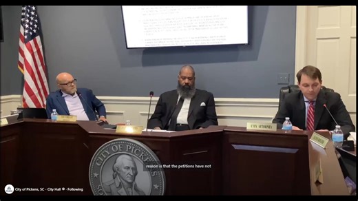 📢 **City of Pickens City Council Agenda** ‼️**Executive Session on Citizen Petition**‼️ City Council will enter executive session to receive legal advice related to the citizen protest ordinance petition on Monday night (2/23). For context, this video is from October 2025 when the petitions were initially denied at the final annexation vote meeting. **Since that time:** • The petitions were sent for certification through the process required by state law • The required 15% threshold was verifie