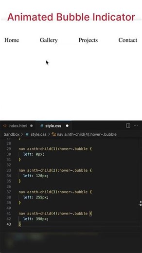 Pure CSS Animated Bubble Indicator HTML and CSS #shorts