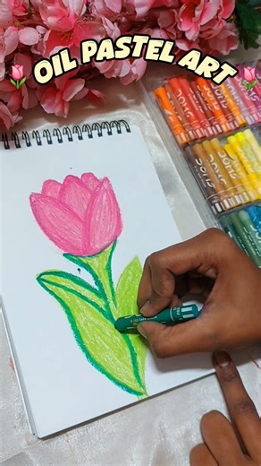 Drawing Tulips with Oil Pastels🌷✨️ #shorts #art #diy #artshorts #fyp #art #drawing #lovestory #tulip