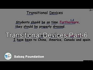 Transitional Devices Part-6, English Lecture | Sabaq.pk