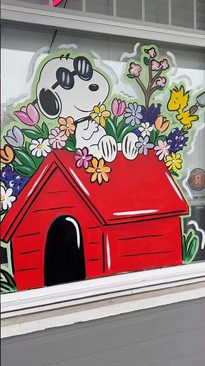 Spring and Snoopy Window Painting