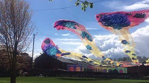 SNEAK PEEK! Patrick Shearn and the Poetic Kinetics team introduce their latest project, #FirebirdDescent. Flying high over New Holland Island in Saint Petersburg Russia from now through September 30th. #PoeticKinetics #PublicArt #KineticArt #LiquidShard | Poetic Kinetics