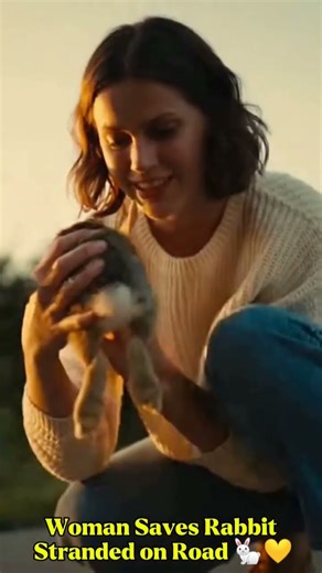 Woman Saves Rabbit Stranded on Road 🐇💛RabbitRescue #Shorts #AnimalLovers #Heartwarming