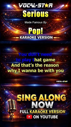 Pop! - Serious (Karaoke Studio Version) with Lyrics On Screen #vocalstar #karaoke #backingtrack