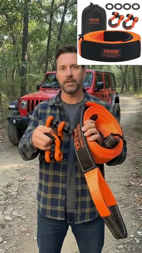 This VEVOR Heavy Duty Tow Strap Recovery Kit is built for real recovery situations — whether you’re pulling a Jeep Wrangler, full-size truck, side-by-side, or off-road rig out of mud, snow, sand, or a ditch. The 3-inch x 20-ft recovery strap delivers serious strength with controlled stretch to reduce shock load, making it safer for vehicles and recovery points. Paired with heavy-duty soft shackles, this kit is perfect for Jeep recovery gear, trail riding, farm use, overlanding, and emergency roa