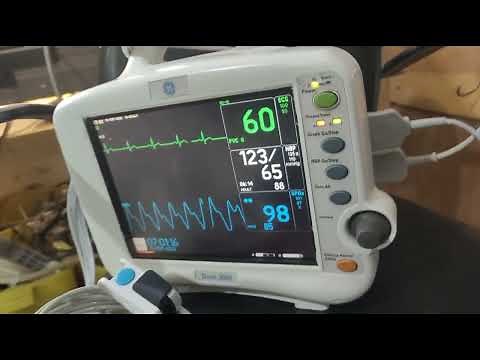 GE Dash 3000 4000 Patient Cardiac Monitor Working With ECG Probe Spo2 and NIBP alarms setting