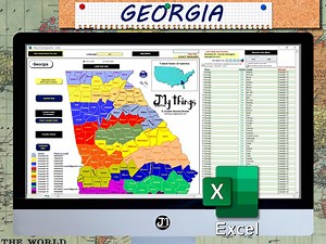Georgia Map: USA Counties in Excel With Macros (digital Download) - Etsy UK