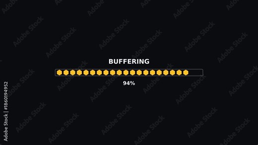 Progress bar animation showing buffering completion for video display to indicate full load status in digital media
