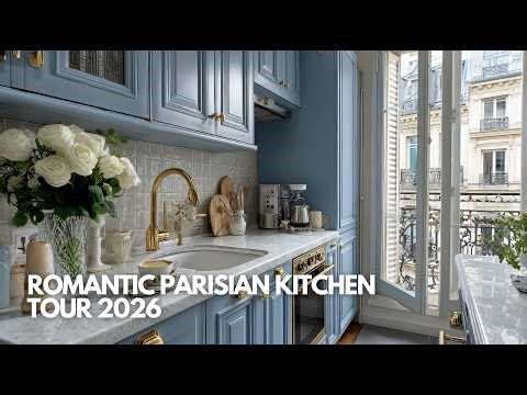 Romantic Parisian Kitchen Tour 2026 | Affordable Blue & White Vintage Small Kitchens