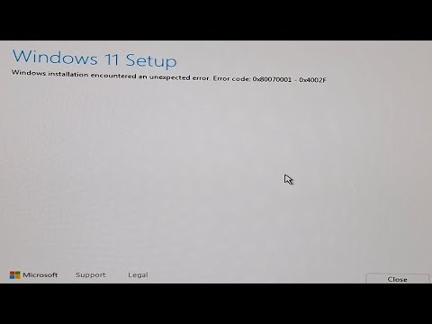 Fixed Windows installation encountered an unexpected error. Error code: 0x80070001 - 0x4002F