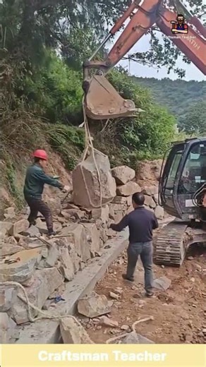 Excavator Precision Moving Giant Stones with Perfect Control! #shorts