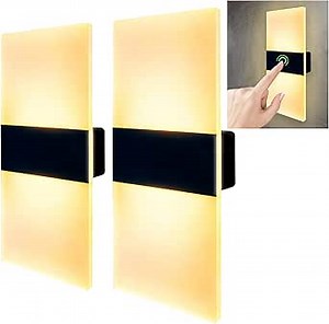 Touch Control Wall Lamp, 2 PCS LED Wall Sconce Touch, Rechargeable USB Battery Powered LED Wall Sconce Bedside Lamp. (Warm White)