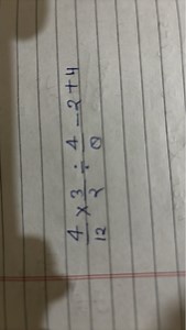 Solve the following expression:4 × 3 ÷ 4 - 2   4    12... | Filo