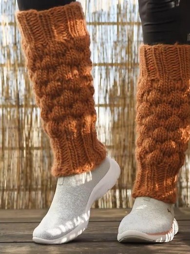 KNITTING Chunky Textured Wool Leg warmers - 100% WOOL - Ballet or Yoga leg warmers #knitting