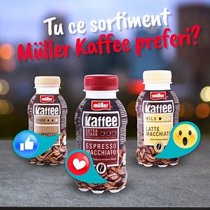 Ce spui de o Müller Kaffee rece cu üüüüüber-lapte delicios? 💙 Tu de ce sortiment ai poftă astăzi? 😊 | Müller Romania