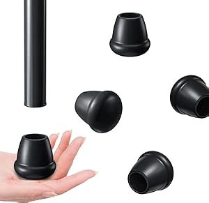 Ezprotekt 3/4" Round Rubber Chair Leg Caps, 8 Pcs Non-Slip Chair Leg Floor Protectors for Hardwood Floors, Furniture Feet Covers Folding Metal Replacement, Black (Fit: 0.63" - 0.75")