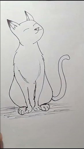 Adorable Cat Outline Drawing | Easy & Cute Sketch for Beginners