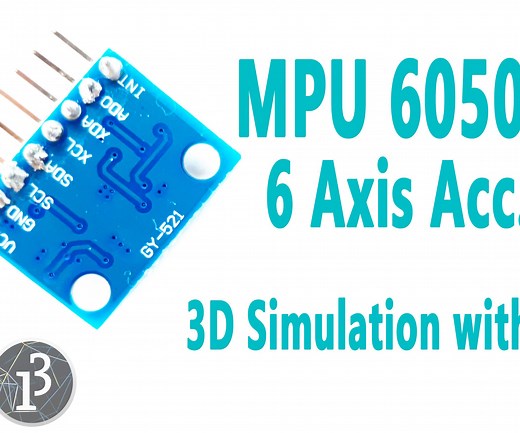 Arduino - MPU6050 GY521 - 6 Axis Accelerometer   Gyro (3D Simulation With Processing)
