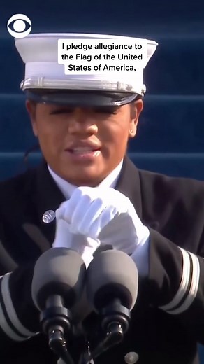 Firefighter and union leader Andrea Hall leads the Pledge of Allegiance in English and ASL during the inauguration. #news #inauguration #asl