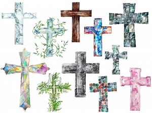 Watercolor Cross Clipart: Floral, Marble, Christian Pngs (digital Download) - Etsy