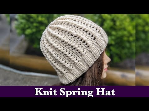 Knit Spring Hat for Beginners with Straight Needles || Knit Spring Beanie for Beginners
