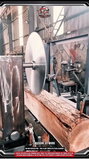 900 mm Circular Saw — Dual Blade Timber Splitting Alignment