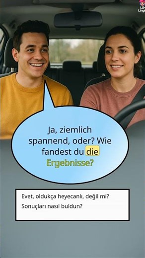 Almanca A2 – Kısa diyalog: Seçim sonuçları heyecan verici mi? | Lily Lingua #shorts