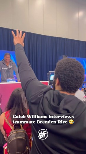 36K views · 107 reactions | #USC QB Caleb Williams interviews teammate Brenden Rice at the NFL Combine  | Thesfniners | Facebook