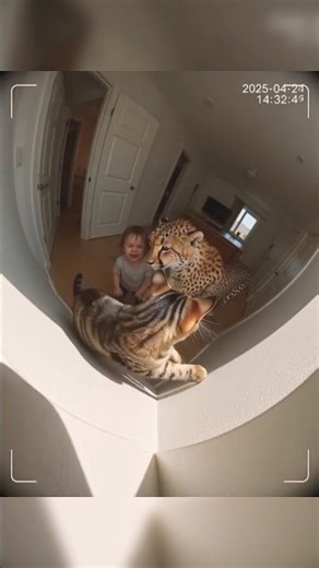 Brave Cat Saves Child 😱 Cheetah Retreats! Real Ai Footage