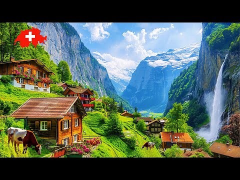 Lauterbrunnen 🇨🇭 Switzerland, Spring Walking Tour 4K 🇨🇭 The Most Heavenly Beautiful Place on Earth