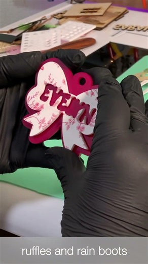 Make a Cute Layered Bow Bag Tag With Me #lasercutting #bagtag #houstonacrylic