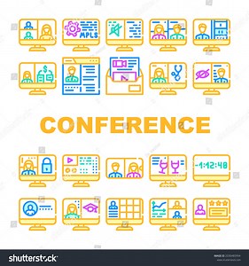 Video Conference Communication Icons Set Vector Stock Vector (Royalty Free) 2030485994 | Shutterstock