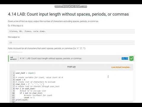Python Lab Count input length without spaces, periods, or commas