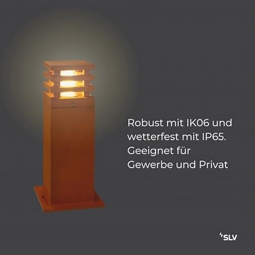 SLV RUSTY SQUARE 40 Aussenleuchte, stahl gerostet, E27 ESL, max. 11W, IP55