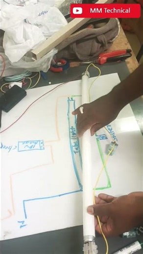 Fluorescent Tube light Connection easy way#viralvideo #shortvideo #electrical